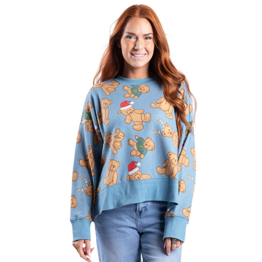 Teddy's Christmas Cheer Blue Crew Neck Sweatshirt S