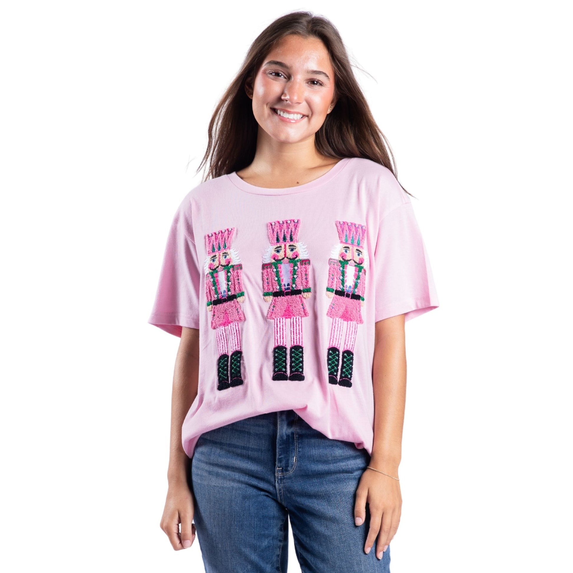 Crackin’ Christmas Pink Crew Neck T-Shirt S