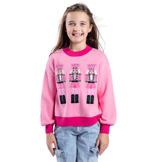 Kids Crackin’ Christmas Pink Crew Neck Sweater S