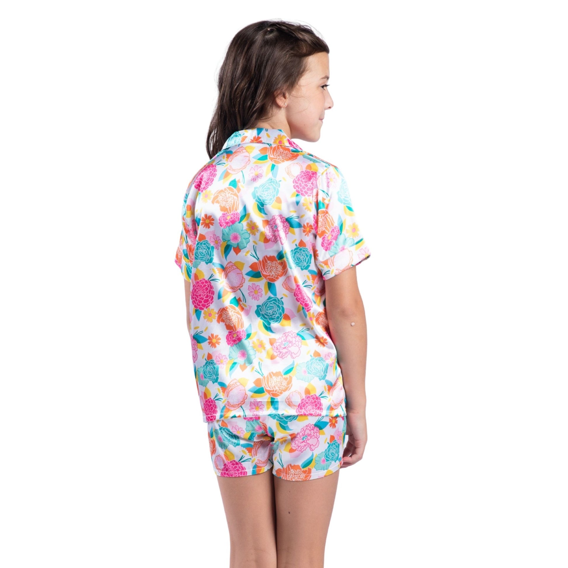 Kids In Full Bloom Satin Pajama Short Set S