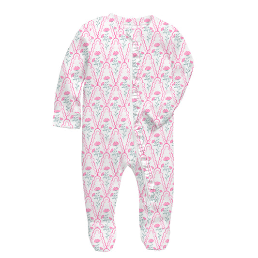 Kids Rosey Lane Bamboo Front Zip Onesie with ruffle NB