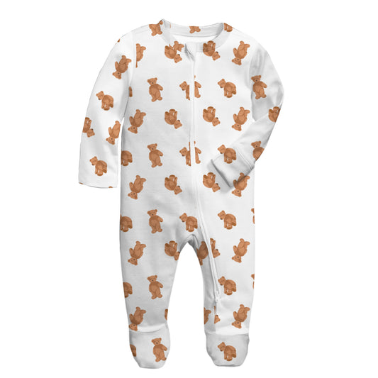 Kids Buckley Bear Bamboo Front Zip Onesie NB