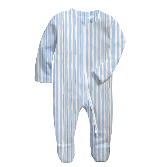 Kids Oxford Breeze Bamboo Front Zip Onesie NB