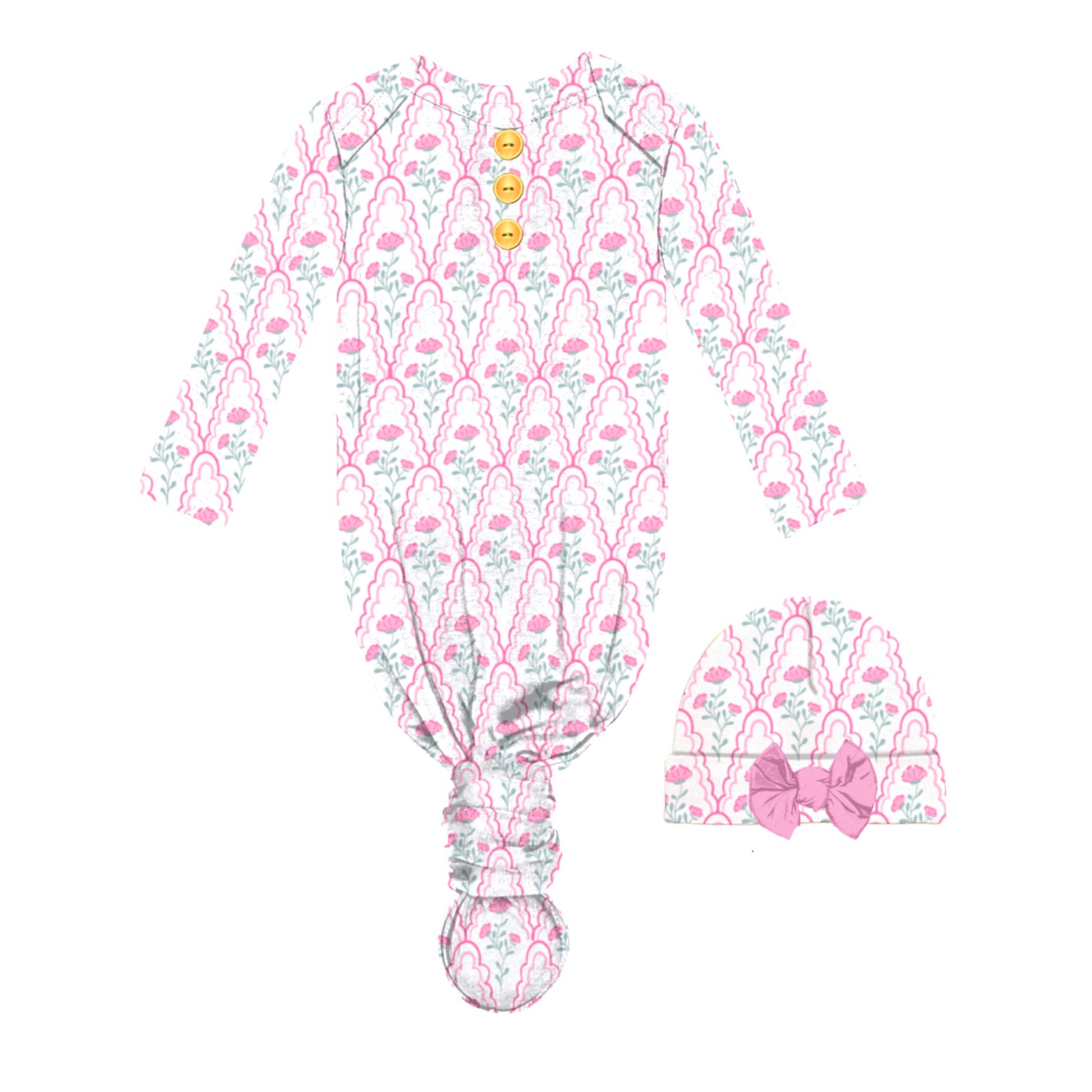 Kids Rosey Lane Bamboo Gown and Beanie Set