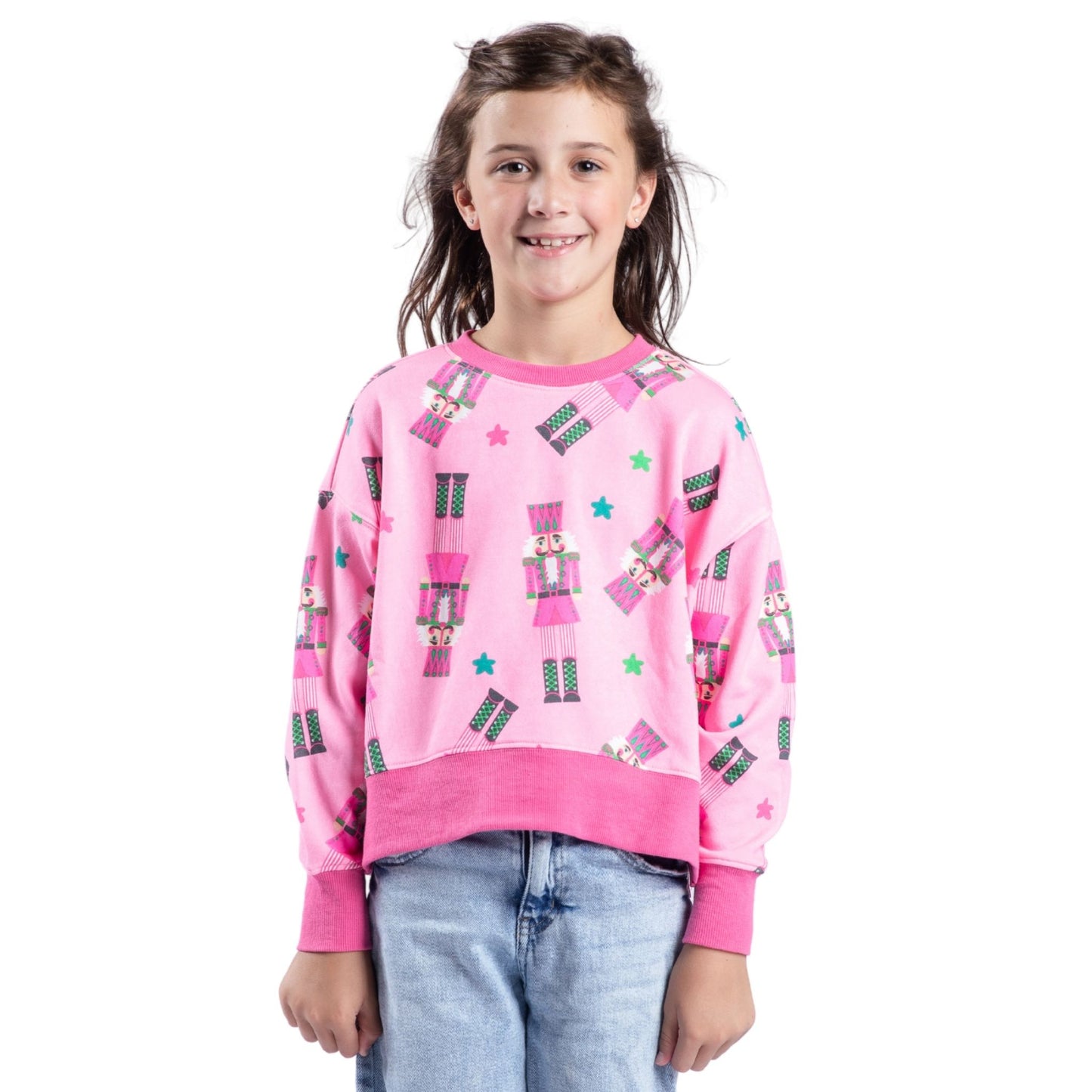Kids Crackin’ Christmas Pink Crew Neck Sweatshirt S
