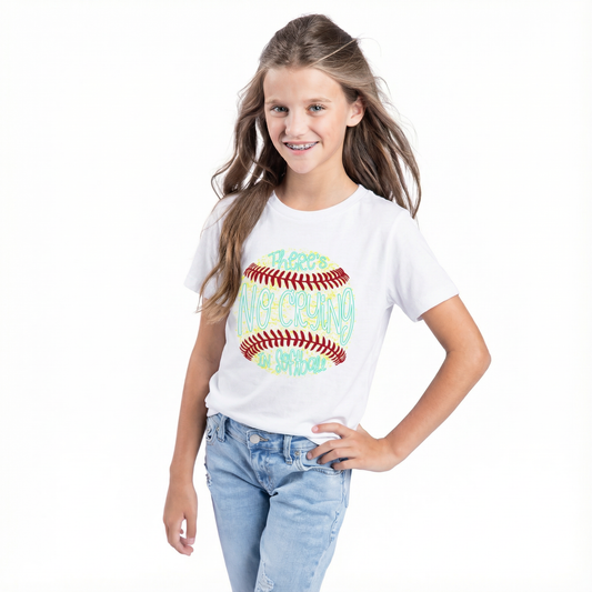 Kids There's No Crying In Softball T-Shirt - Funny Youth Sports Tee