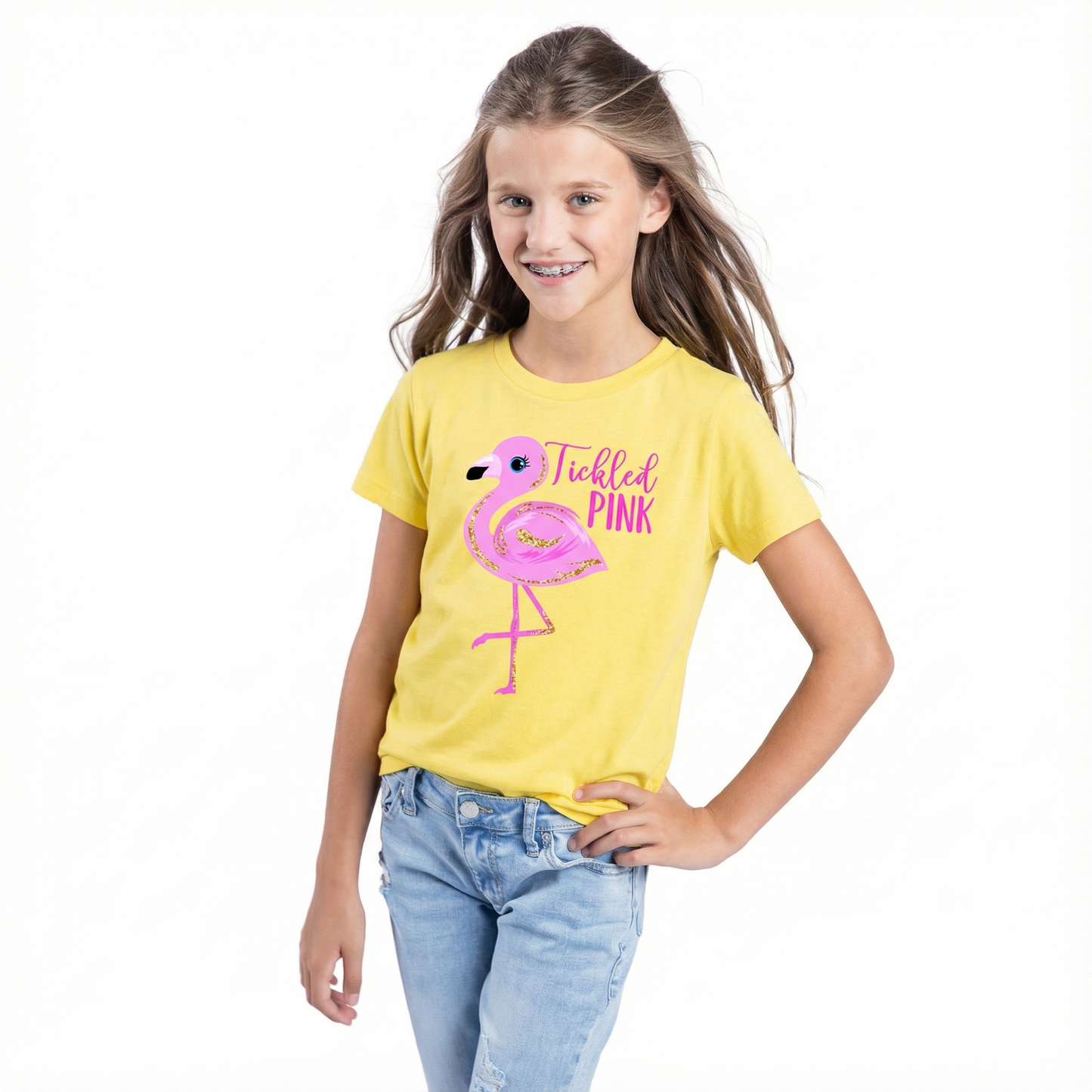 Kids Tickled Pink Flamingo T-Shirt
