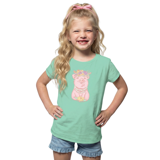 Kids Pretty Pig Mint T-shirt