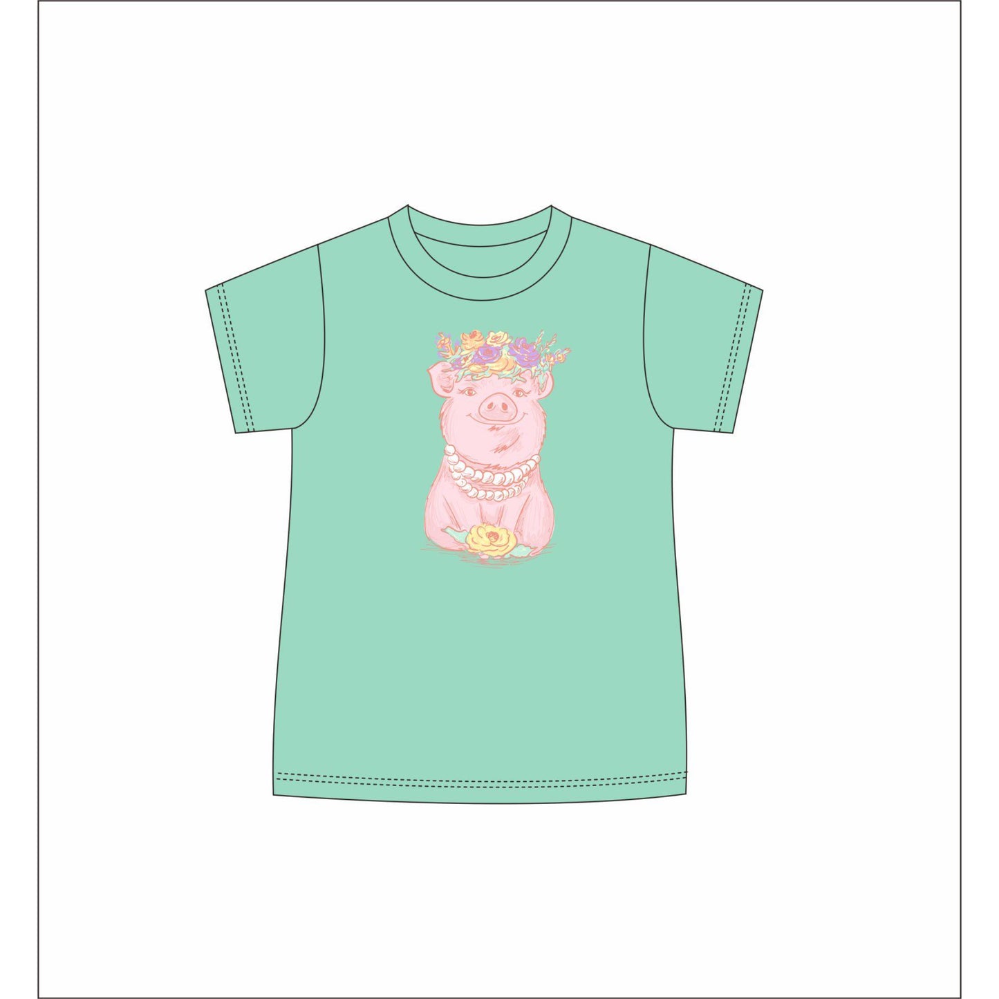 Kids Pretty Pig Mint T-shirt XS