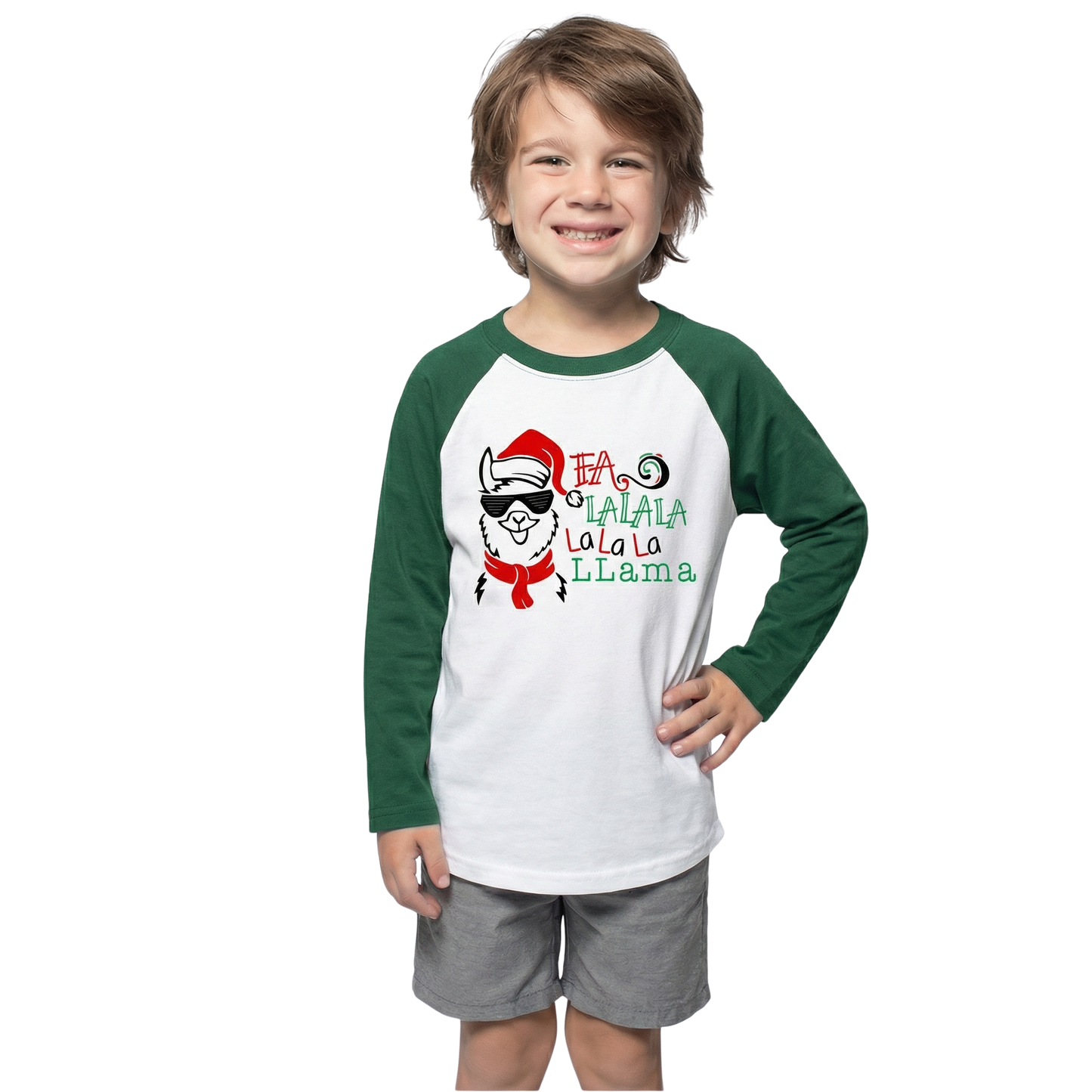 Kids FaLaLaLaLa Llama 3/4 Sleeve T-Shirt