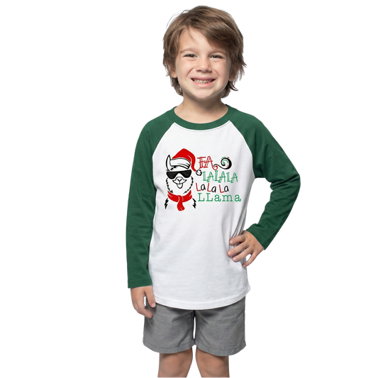 Kids FaLaLaLaLa Llama 3/4 Sleeve T-Shirt