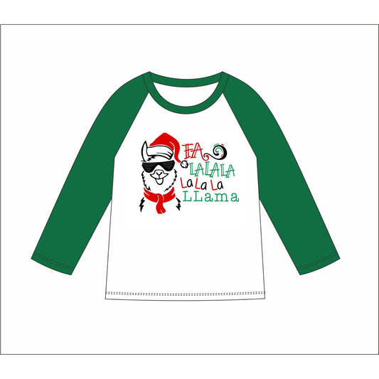 Kids FaLaLaLaLa Llama 3/4 Sleeve T-Shirt XS