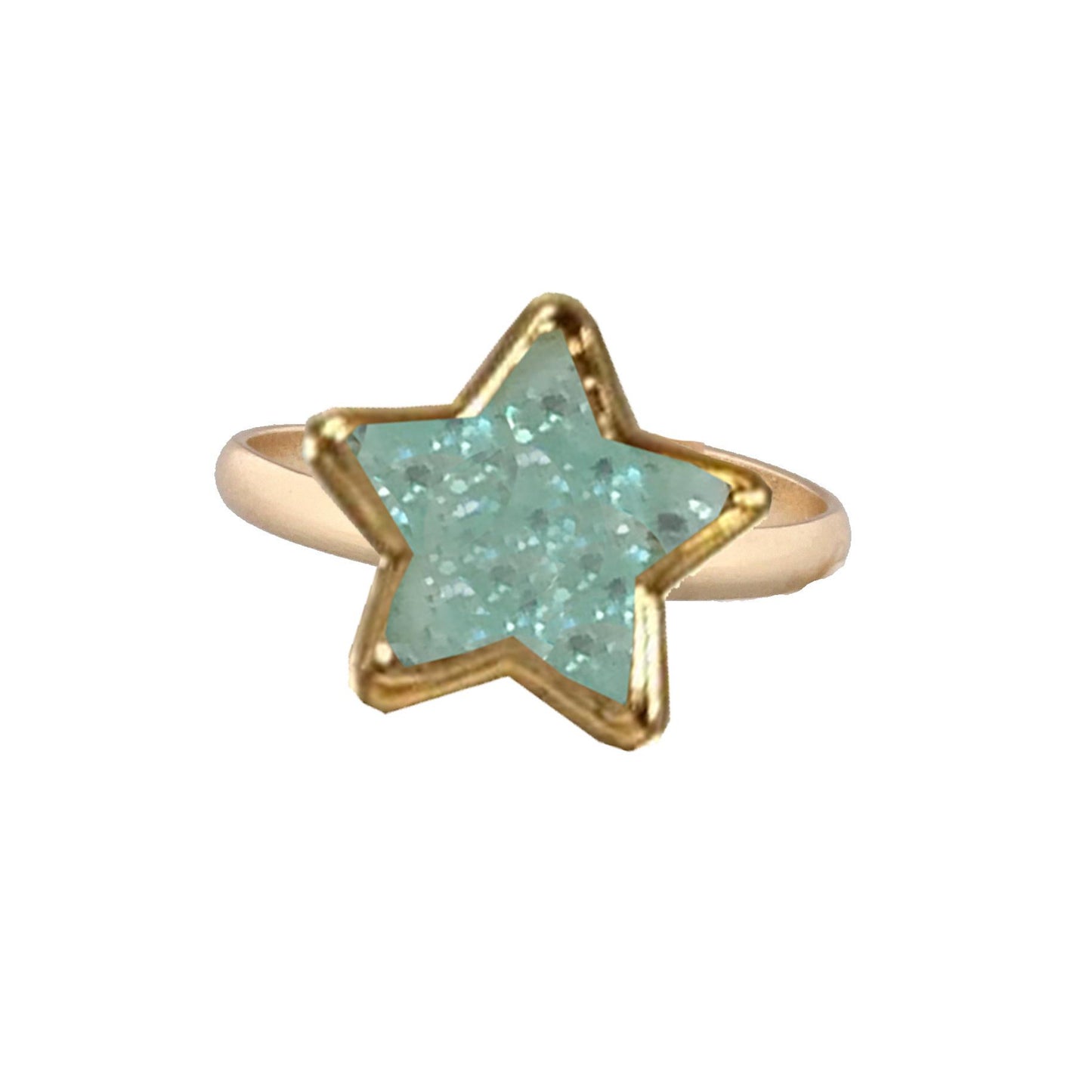 Kids Gold Ring with Mint Star Druzy