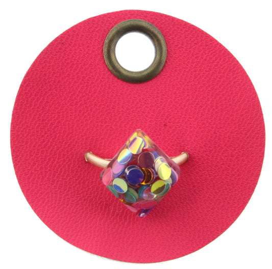 Multi Color Confetti Diamond Adjustable Gold Ring