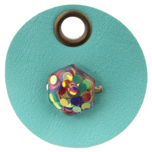 Multi Color Confetti Hexagon Adjustable Gold Ring