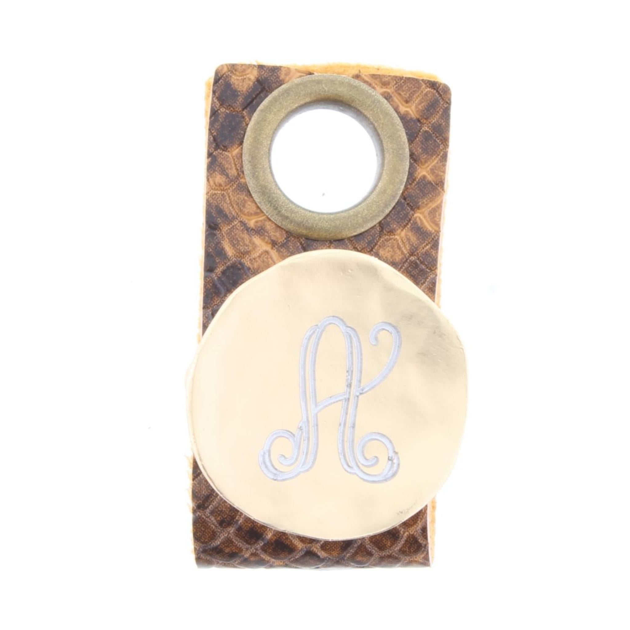 "A" Engraved Initial Gold Disk Adjustable Ring