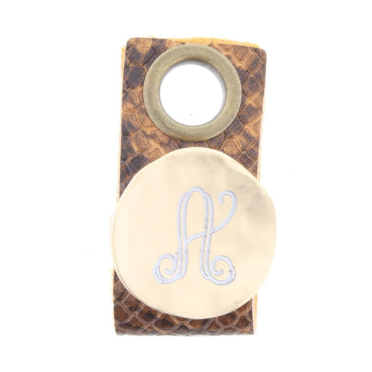 "A" Engraved Initial Gold Disk Adjustable Ring
