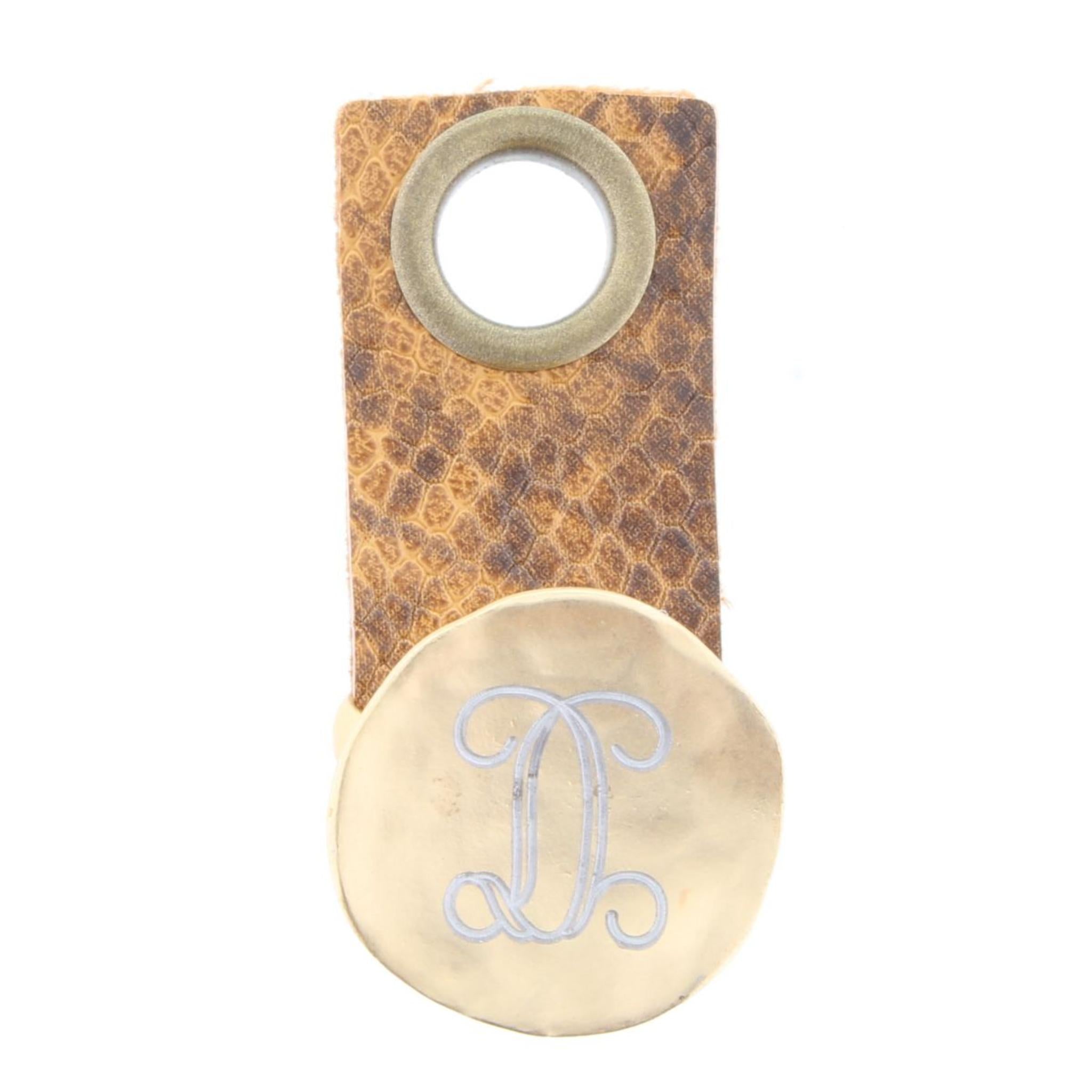 "D" Engraved Initial Gold Disk Adjustable Ring