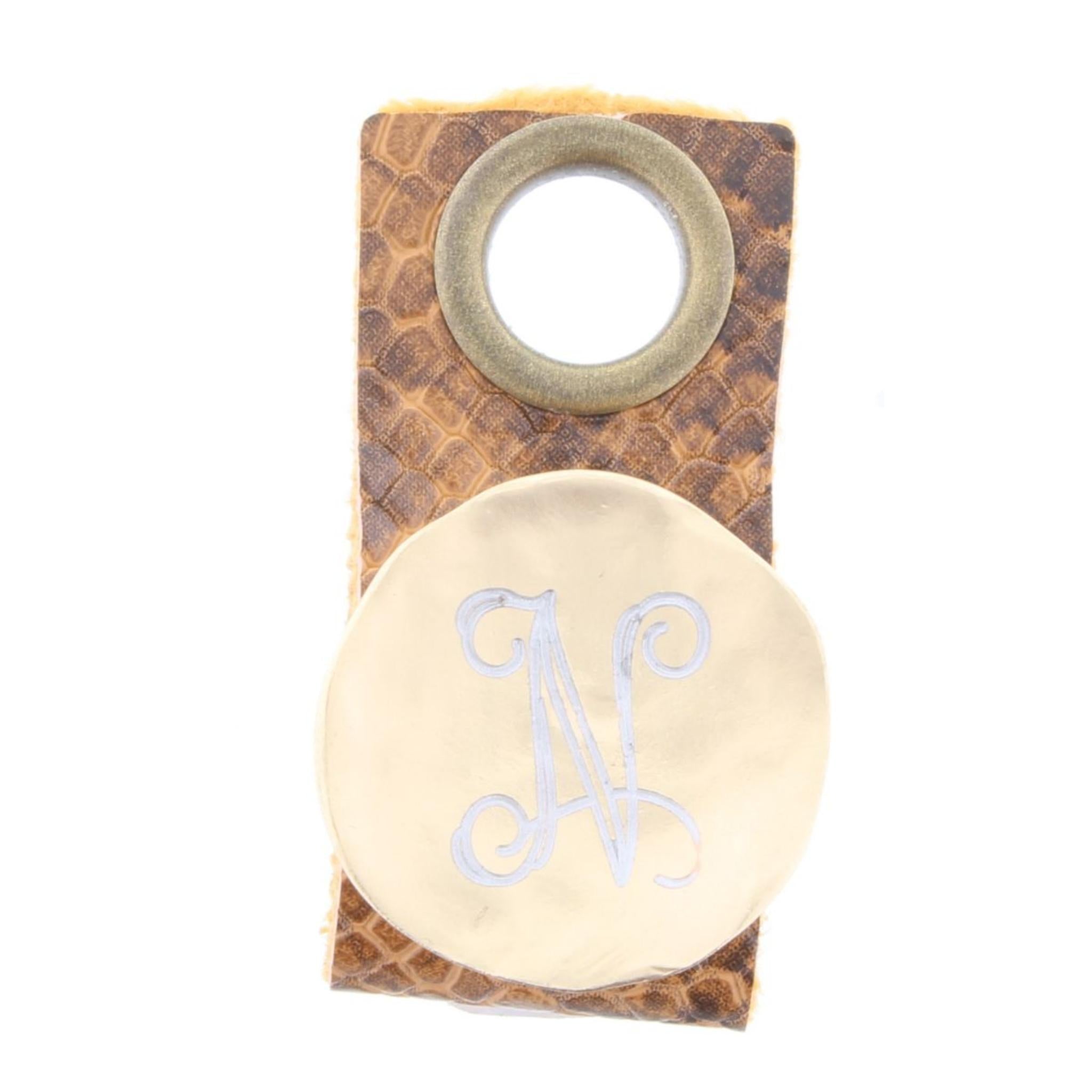 "N" Engraved Initial Gold Disk Adjustable Ring