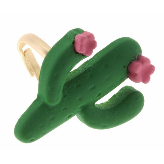 Kids Polymer Cactus Adjustable Ring