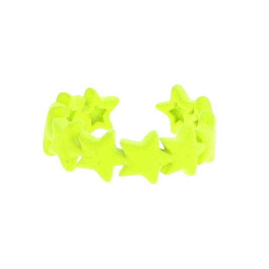 Kids Neon Yellow Metal Stars Ring