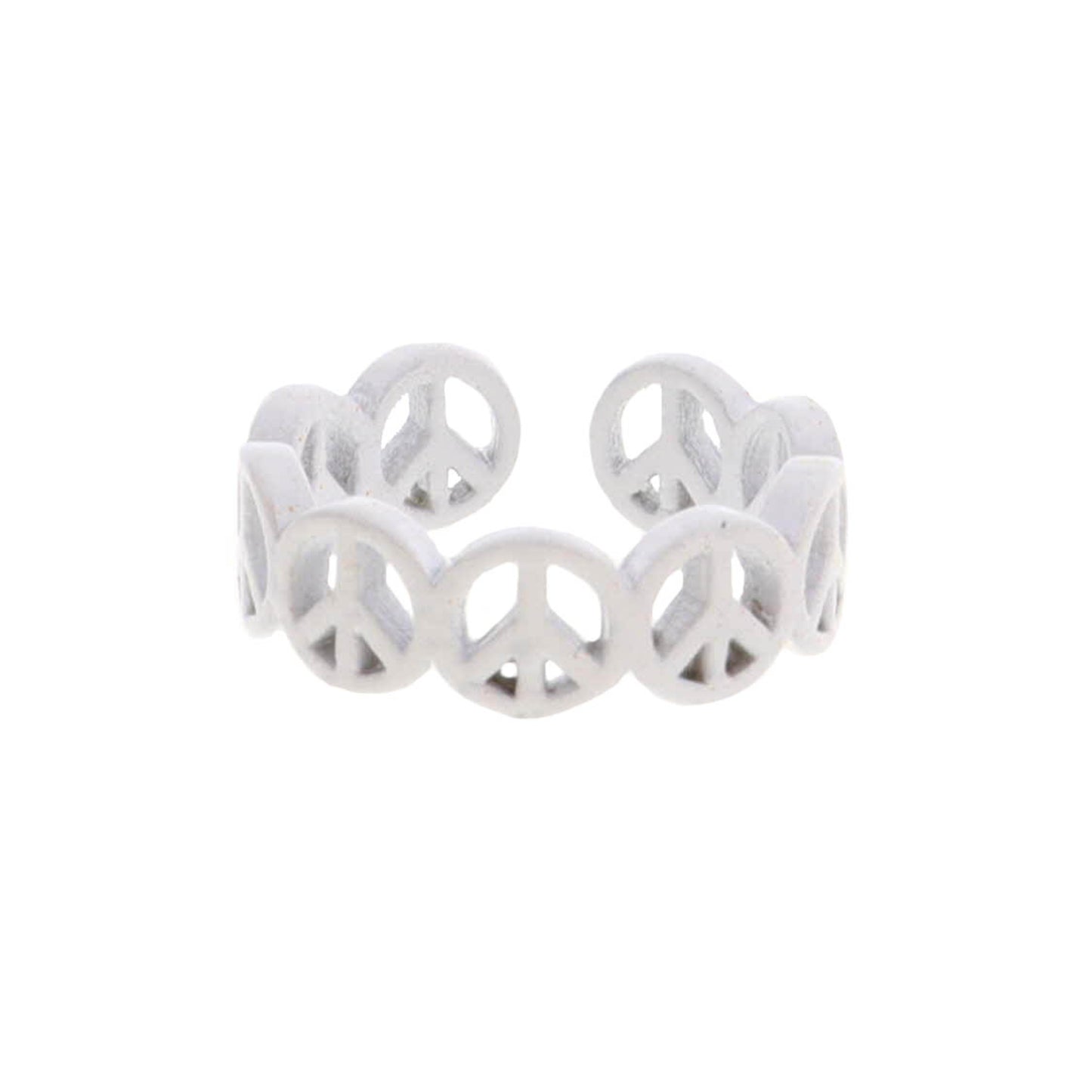 Kids White Metal Peace Signs Ring