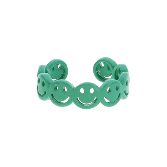 Kids Teal Metal Happy Faces Ring