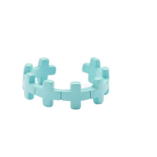 Kids Light Blue Metal Crosses Ring