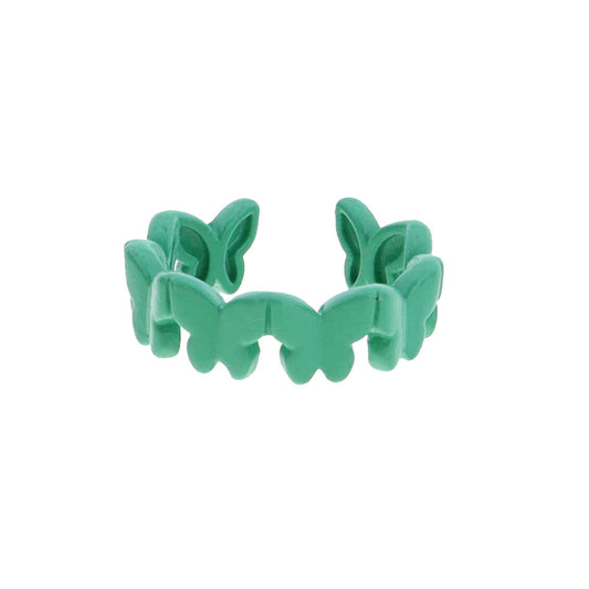 Kids Teal Metal Butterflies Ring