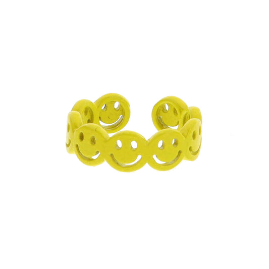 Kids Yellow Metal Happy Faces Ring