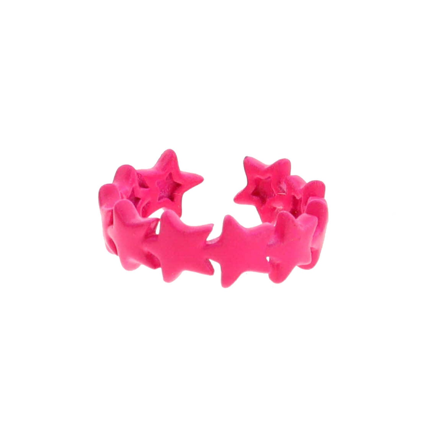 Kids Hot Pink Metal Stars Ring