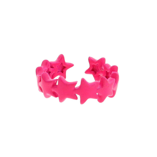 Kids Hot Pink Metal Stars Ring
