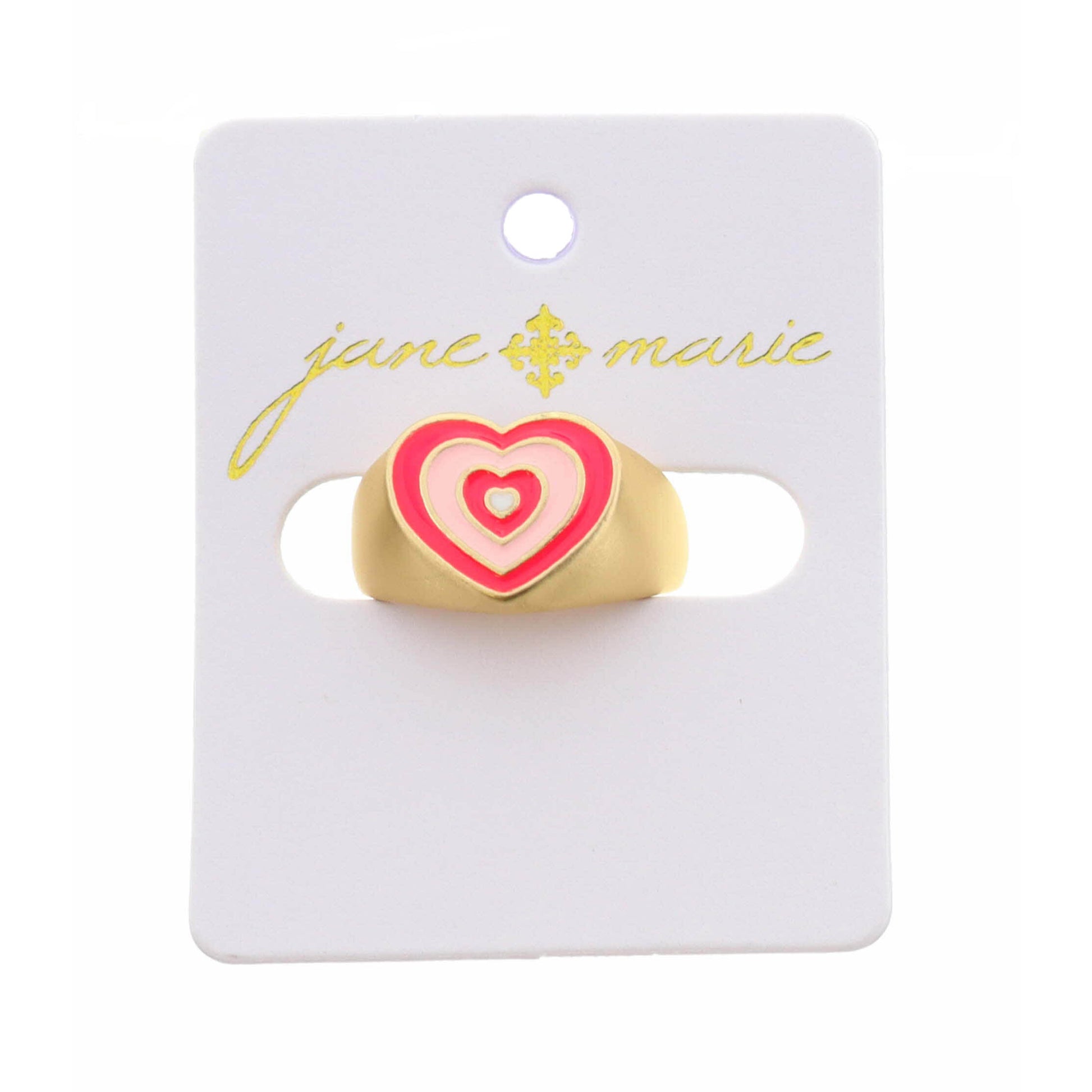 Kids Multi Pink Enamel Heart  Ring