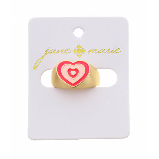 Kids Multi Pink Enamel Heart  Ring