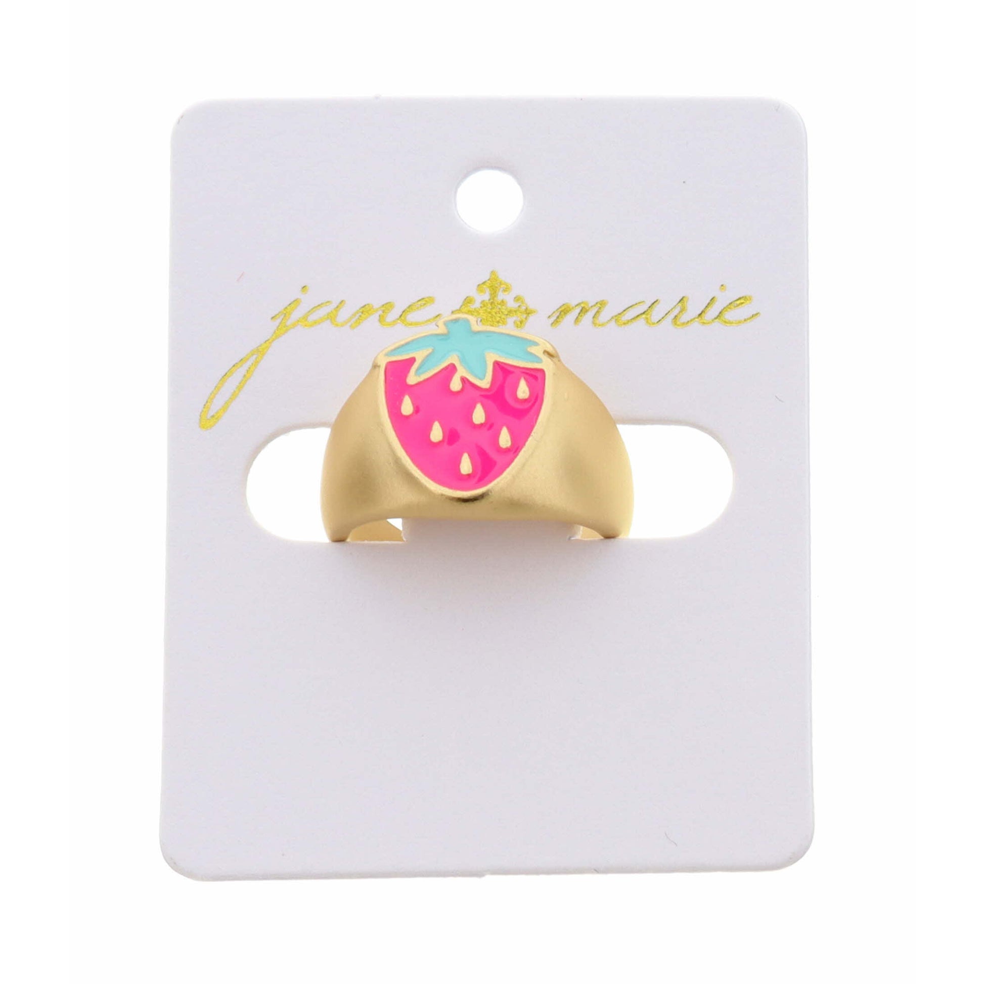 Kids Pink Enamel Strawberry Ring