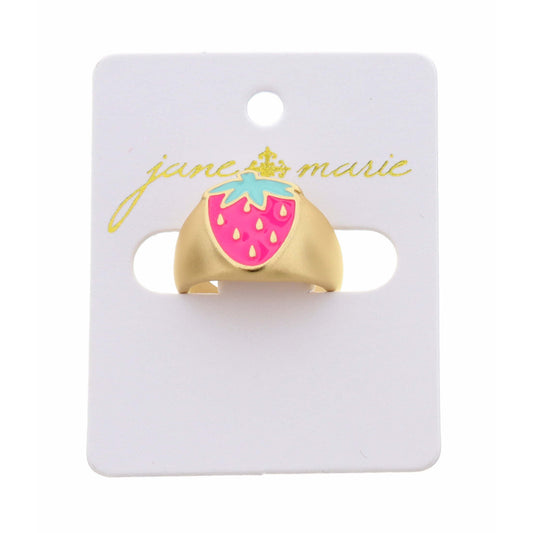 Kids Pink Enamel Strawberry Ring