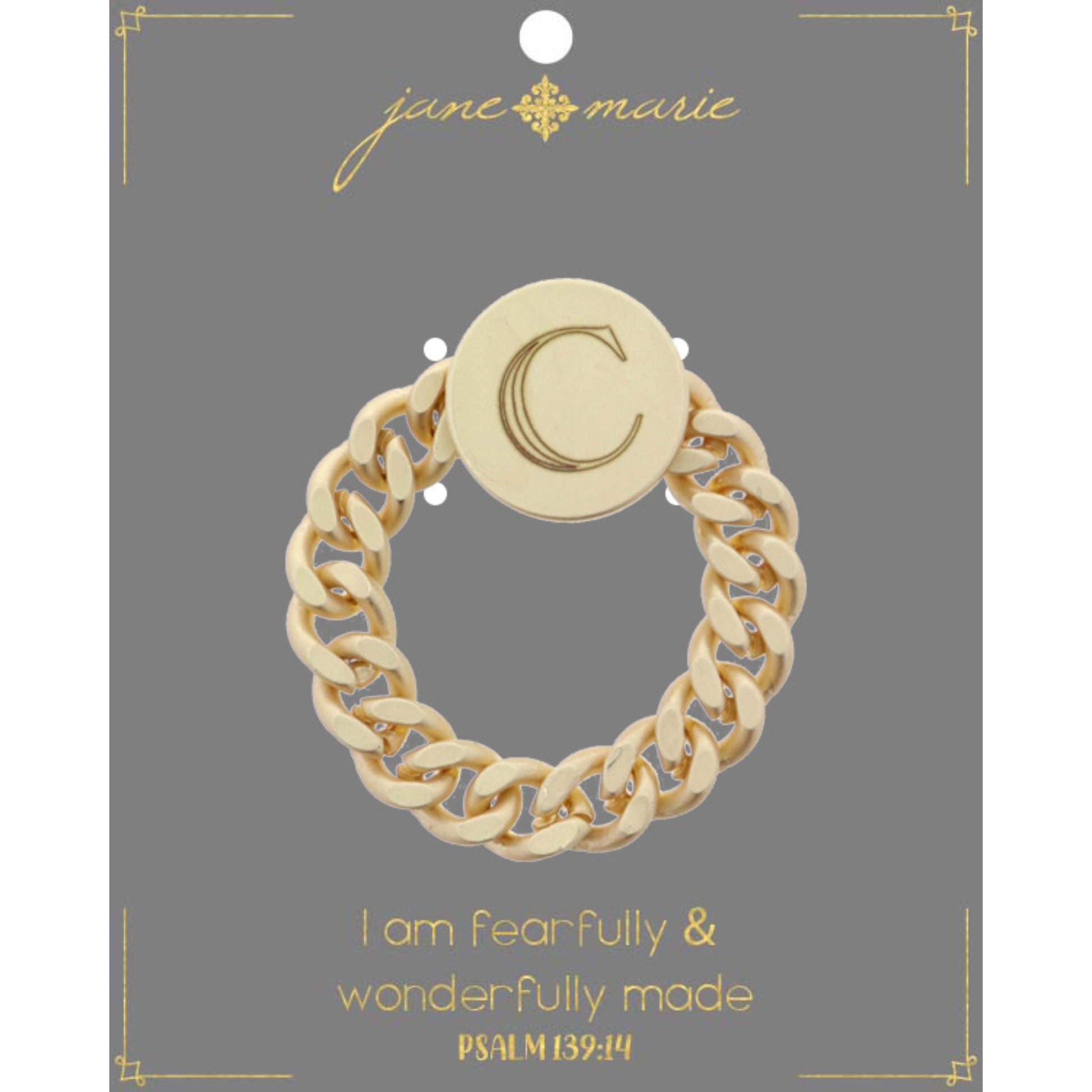 Engraved Initial "C" Ring