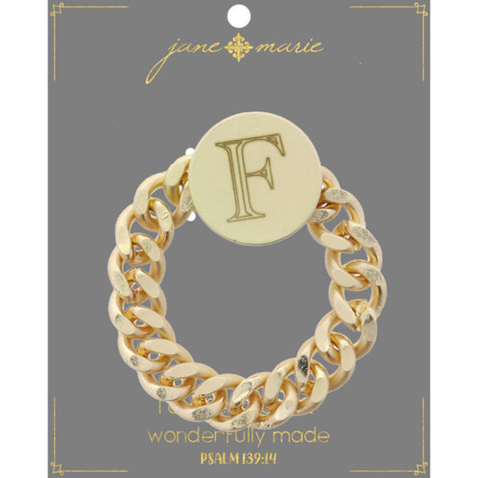 Engraved Initial "F" Ring