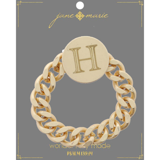 Engraved Initial "H" Ring