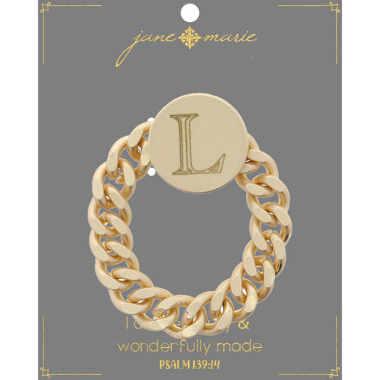 Engraved Initial "L" Ring