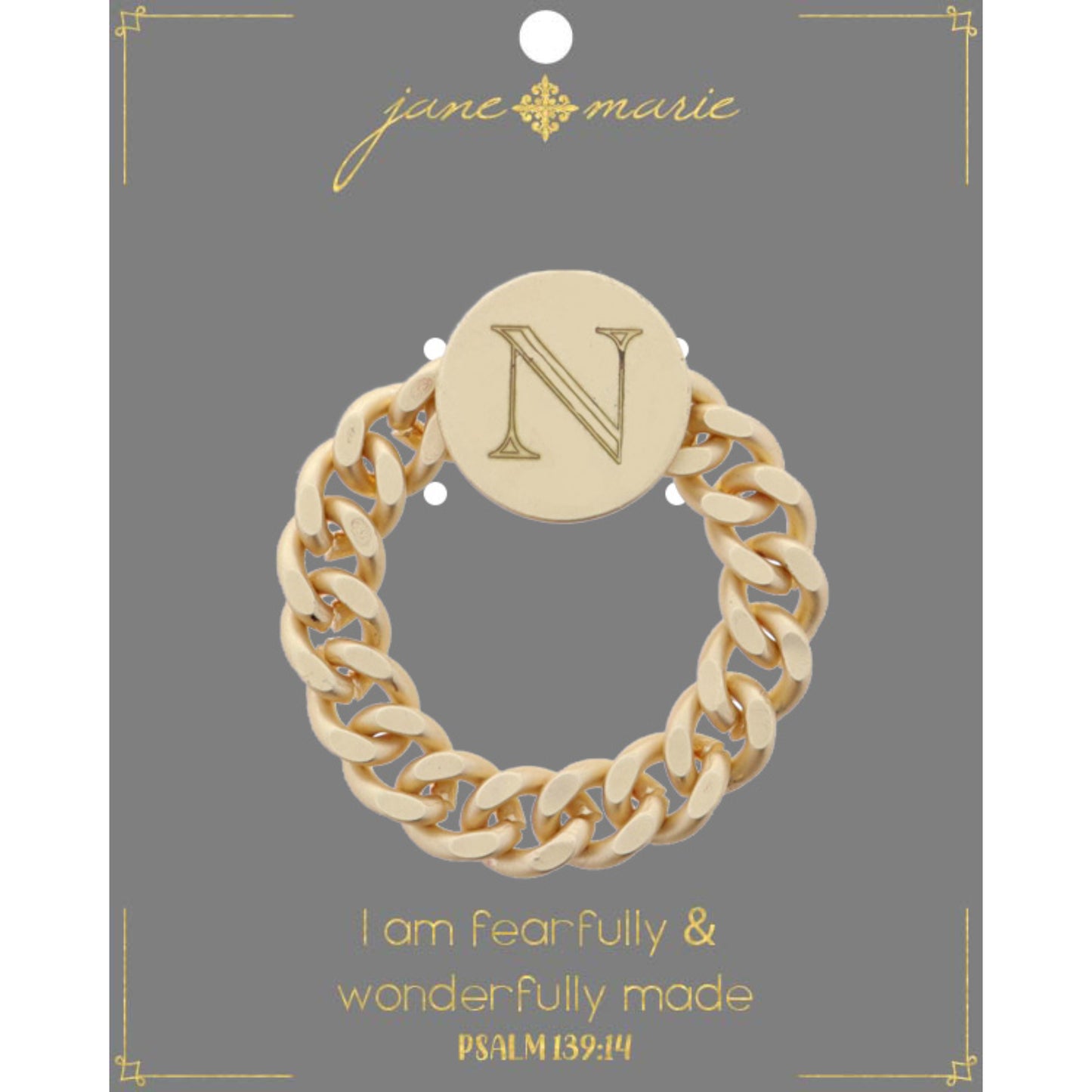 Engraved Initial "N" Ring