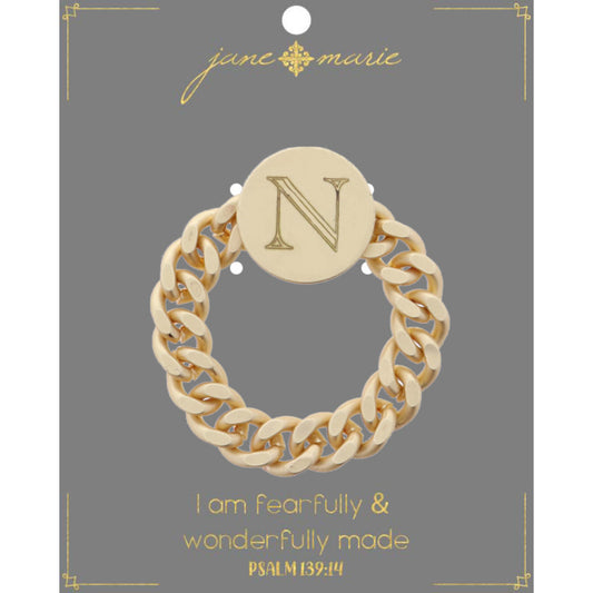 Engraved Initial "N" Ring