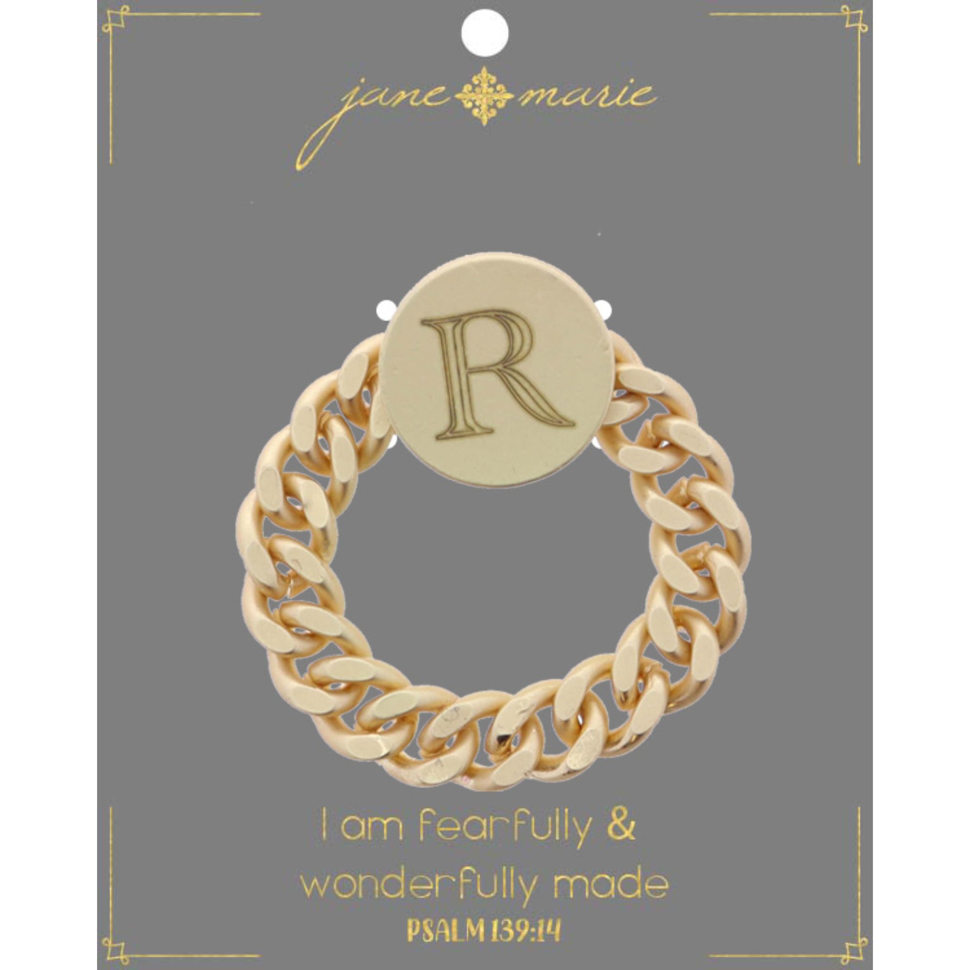 Engraved Initial "R" Ring