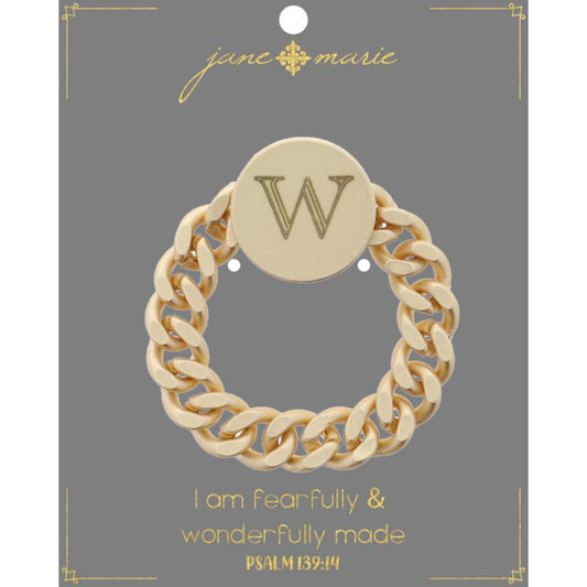 Engraved Initial "W" Ring