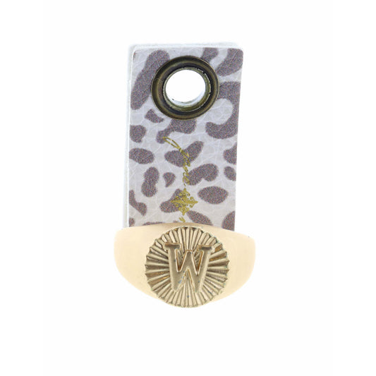 Gold Textured Circle Signet with Initial "W" Ring