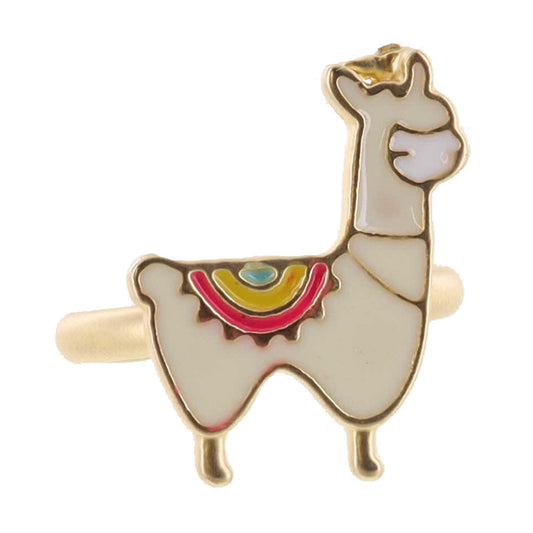 Kids Gold Cut Out Star Eyed Happy Face on Thin Gold Band Ring