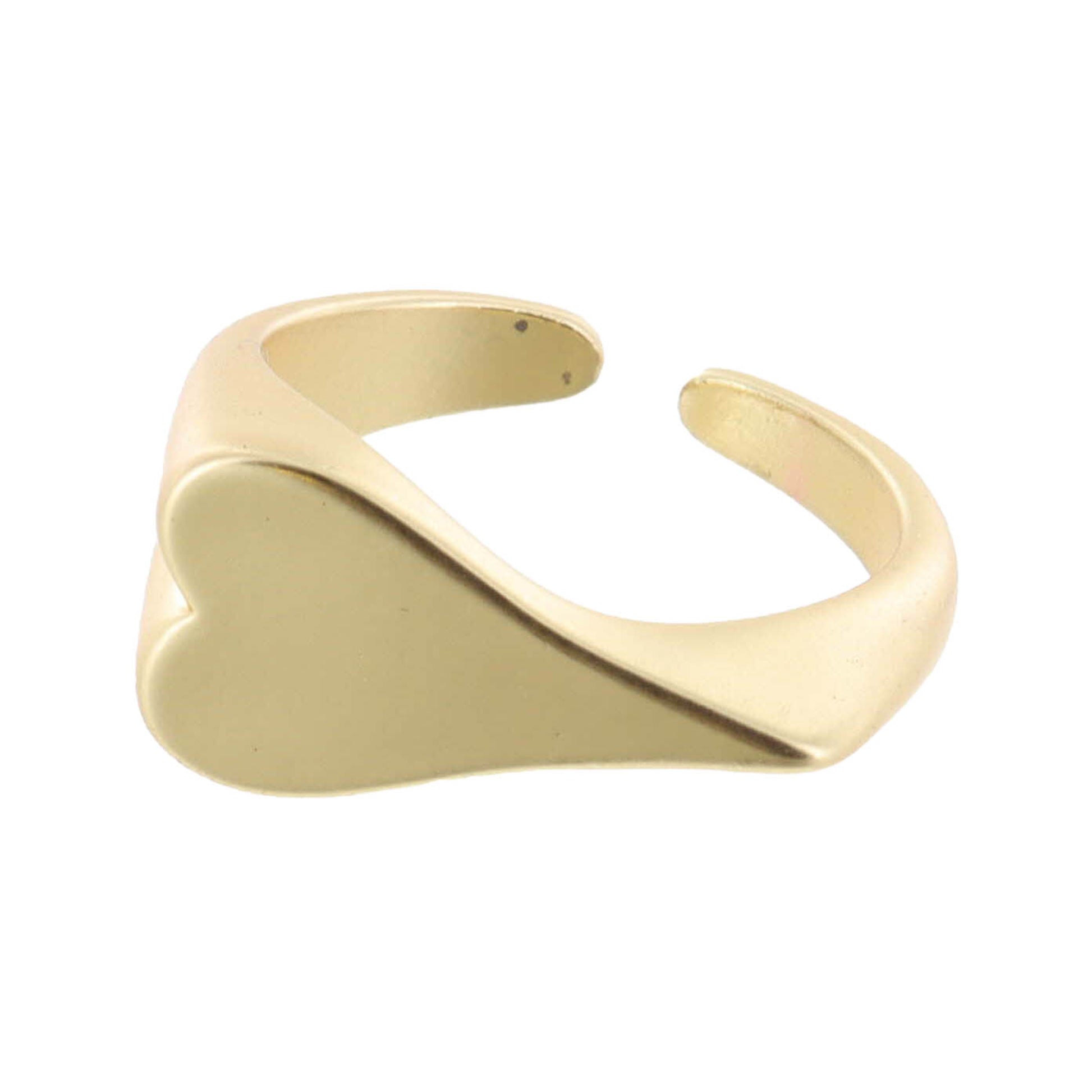 Gold Sideways Heart Signet Ring