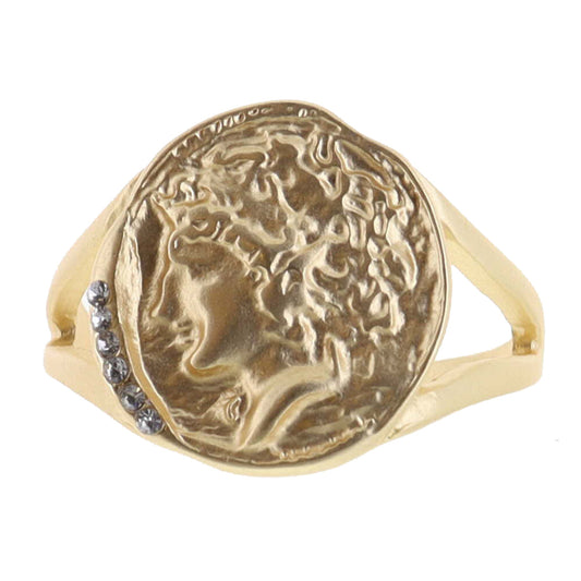 Crystal Gold Accented Coin Ring