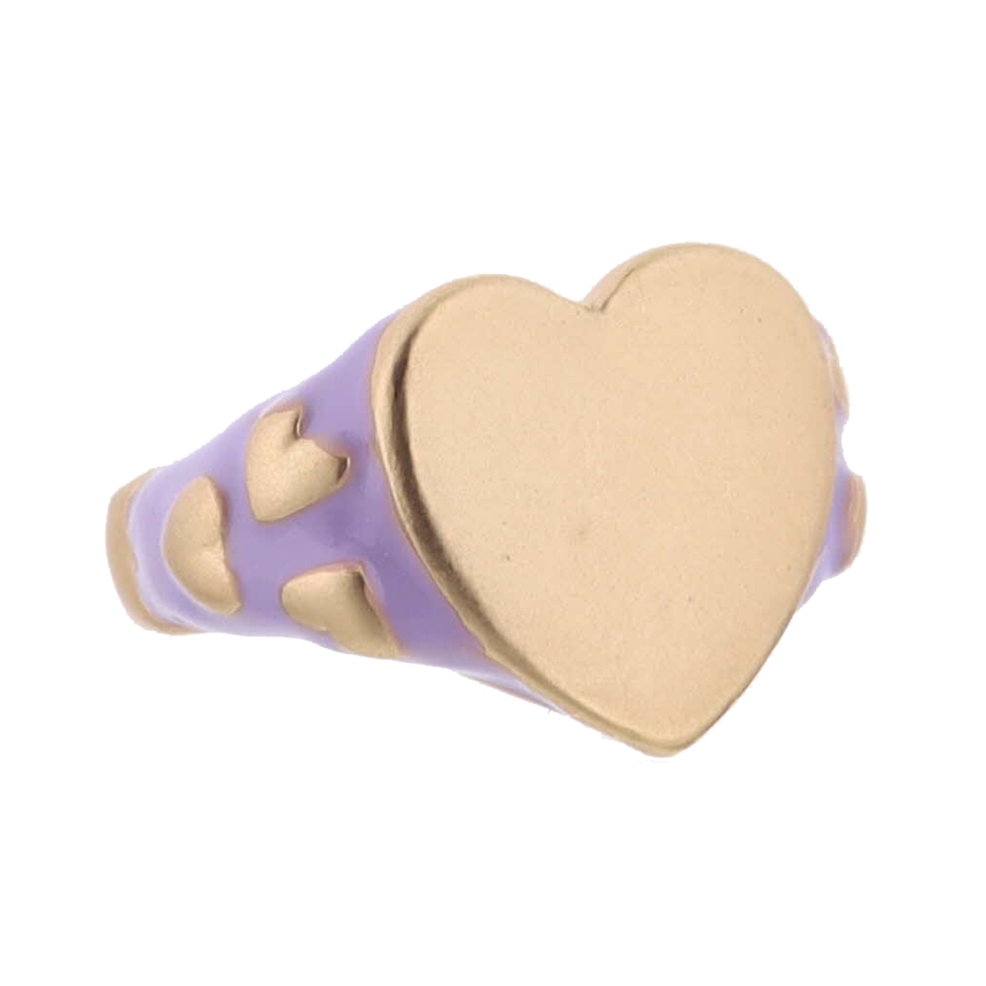 Kids Gold Heart with Lavender Enamel Band with Mini Gold Hearts Ring