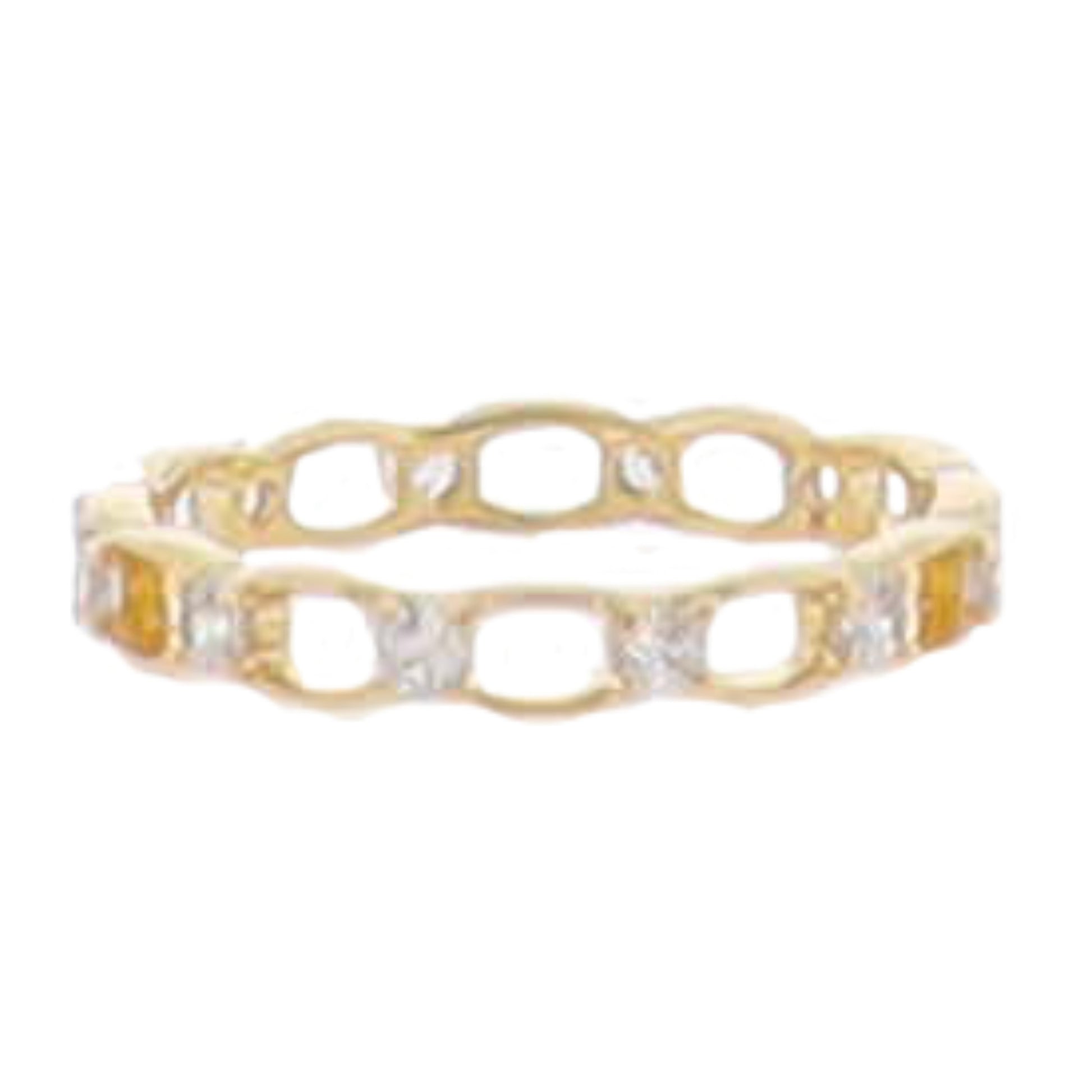 18K Gold Plated Crystal Accented Link Band Ring